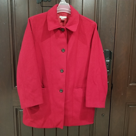J. Crew Wool Cashmere Women Sz Large Pea Coat Red